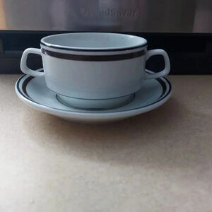 Lubiana | Vintage Coffee Cappuccino Cup with Saucer Brown and  White